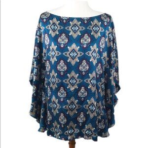 Blue Bebe 100% Silk Kimono Style Top Size Small